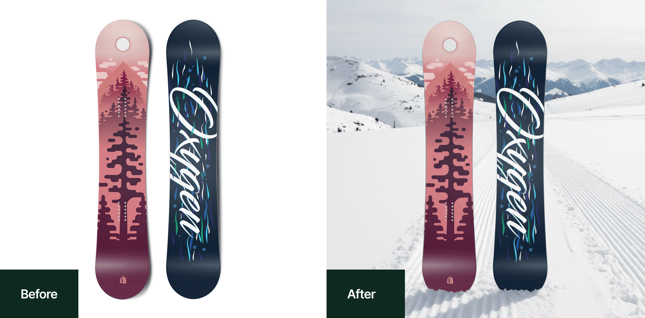 Before and after AI-powered image transition