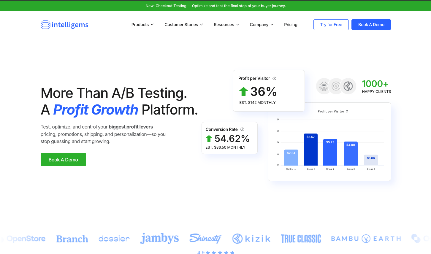 Intelligems Landing Page
