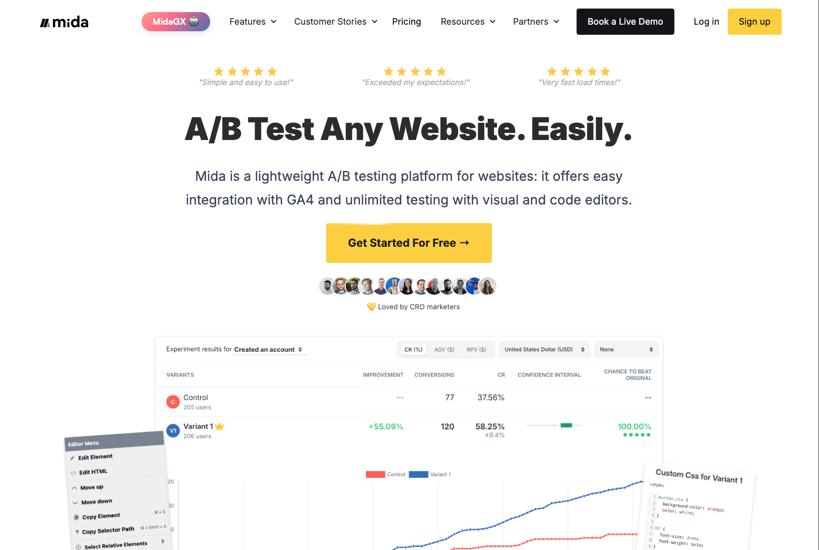 Mida.so landing page