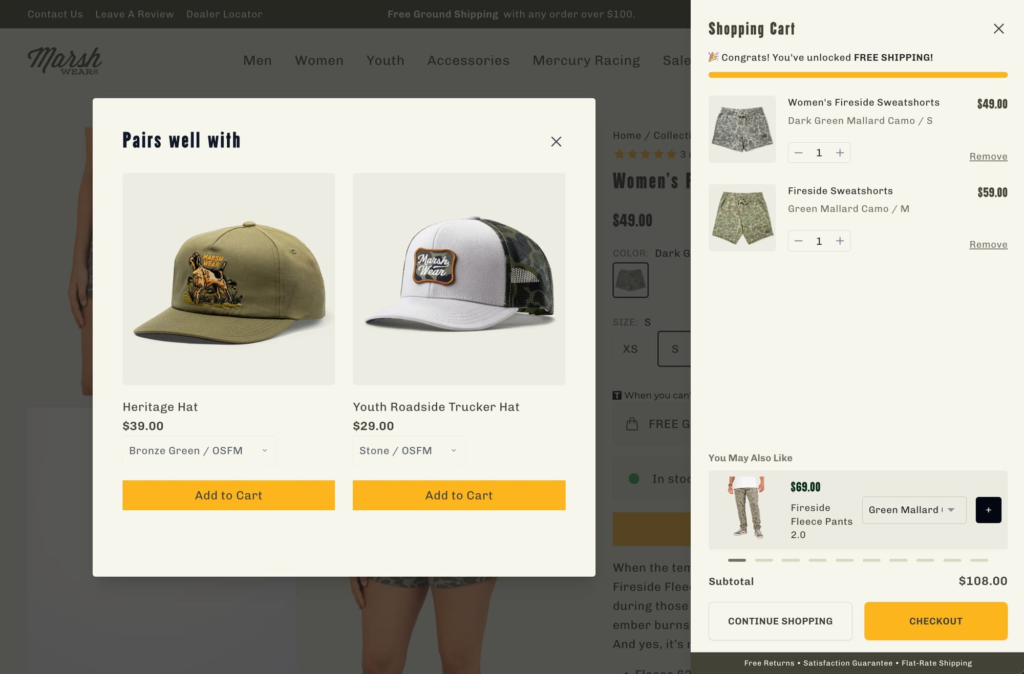 MarshWear's AOV popup