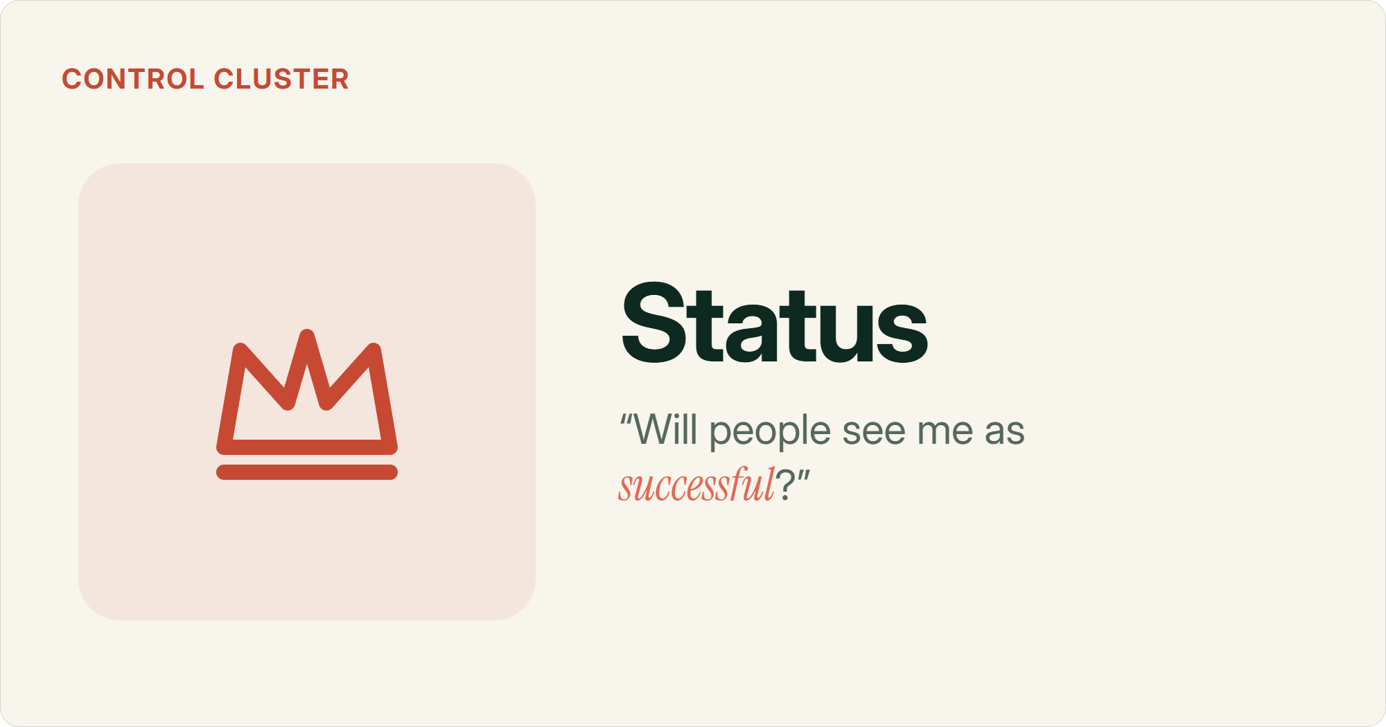 A crown, representing the status motivator: customers buying to be seen by other people as successful.