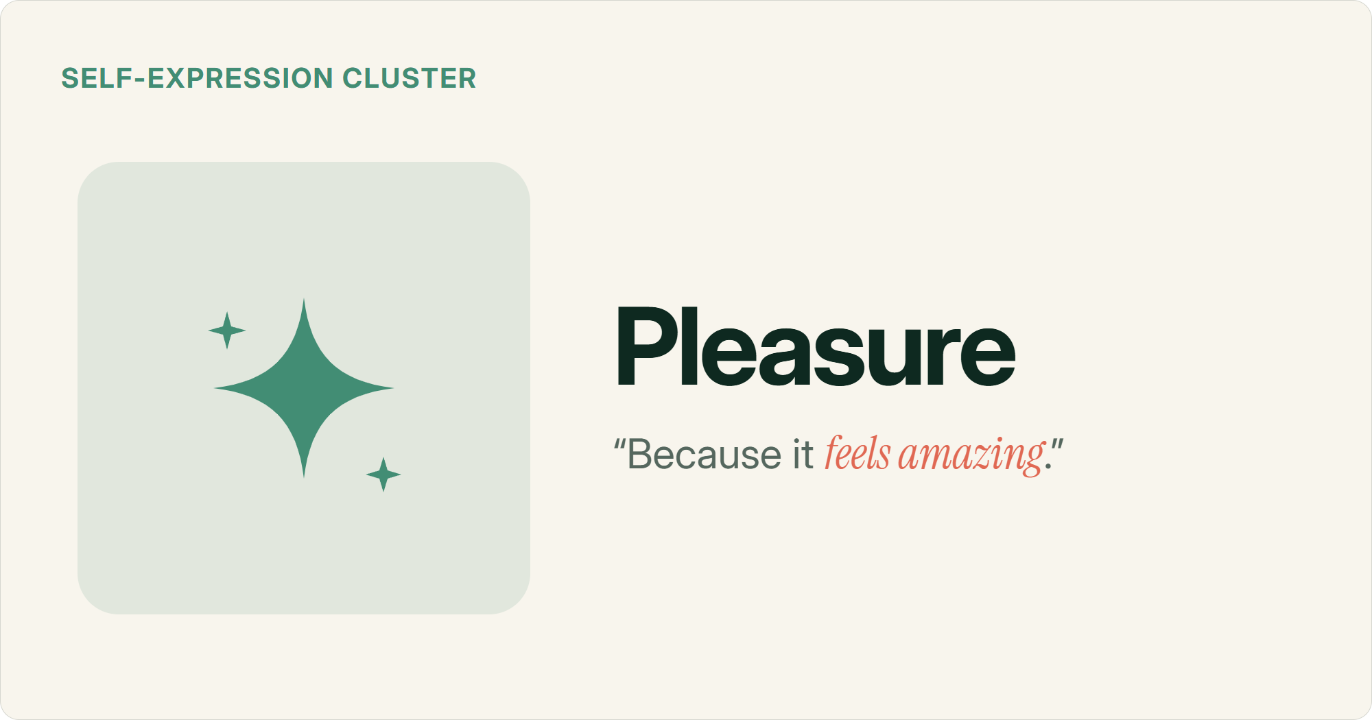 A four-point sparkle, representing the pleasure motivator: customers buying because it simply feels amazing, like an indulgent treat.