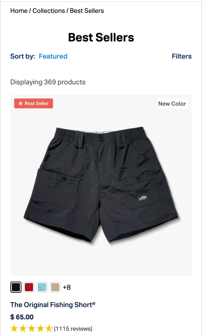 Collection pages redesign with improved visuals and navigation boosts desktop revenue and engagement (before)