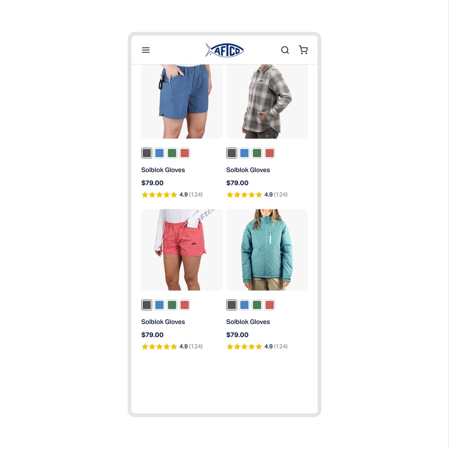 Sticky mobile filters boost product discovery and navigation accessibility (before)