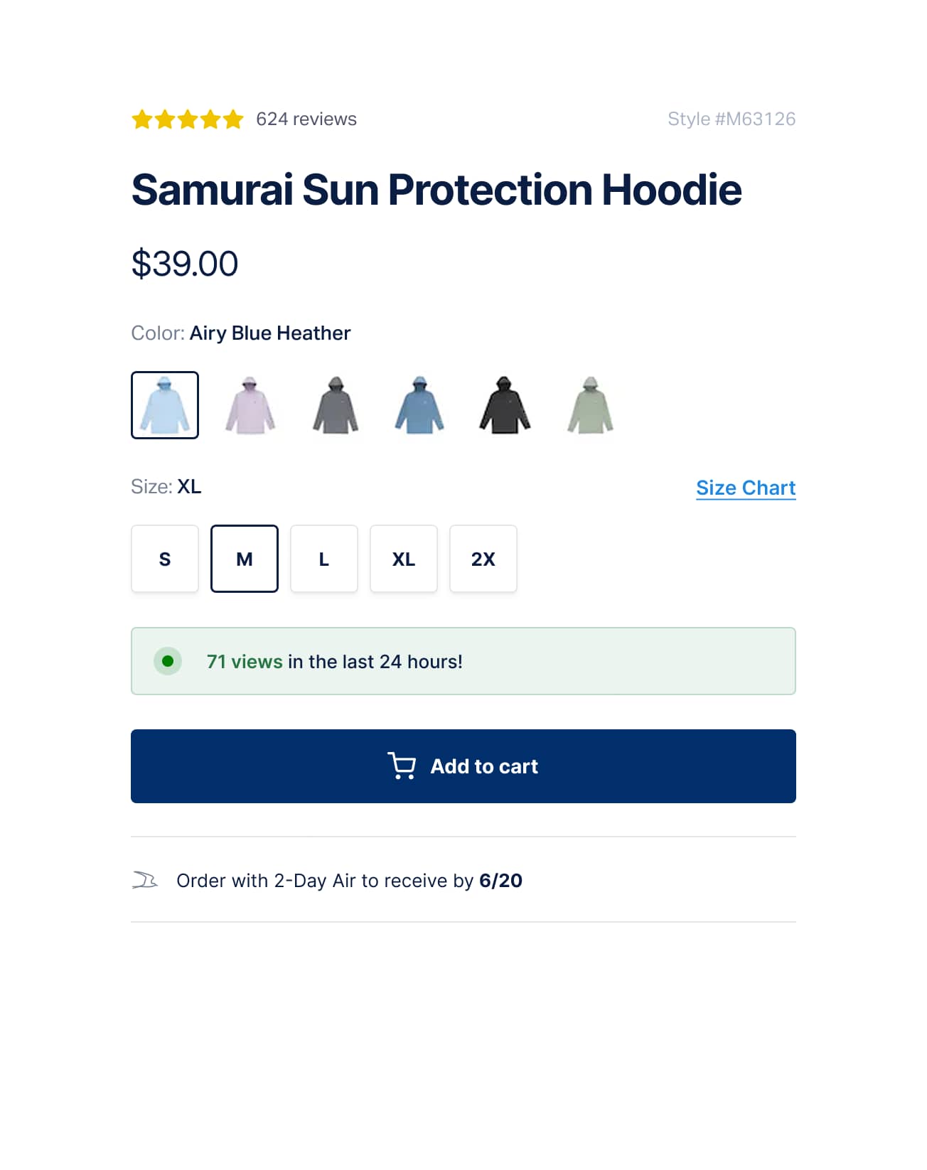 Adding Free Shipping Message Boosts Conversion (before)