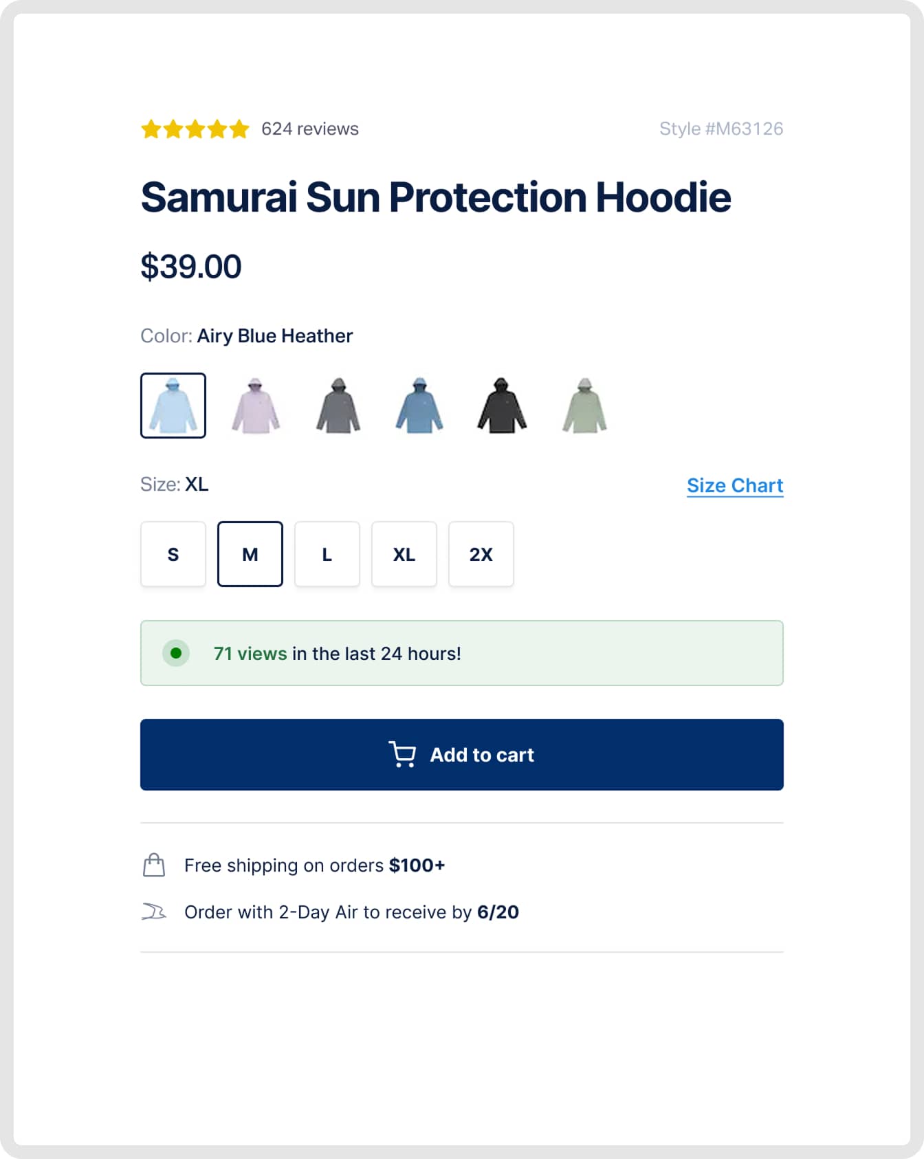 Adding Free Shipping Message Boosts Conversion and Revenue on Product Pages (before)