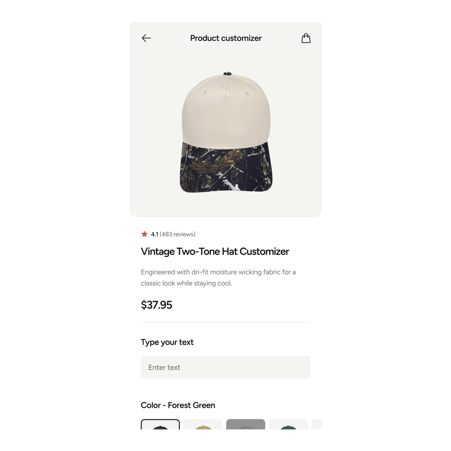 Enhanced Mobile Product Customizer (after)