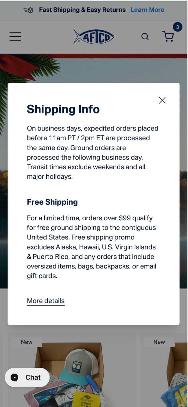 Shipping Banner with Info Modal (after)
