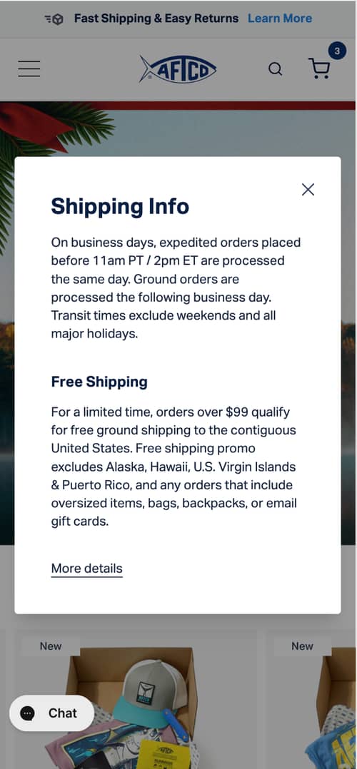 Shipping Banner with Info Modal