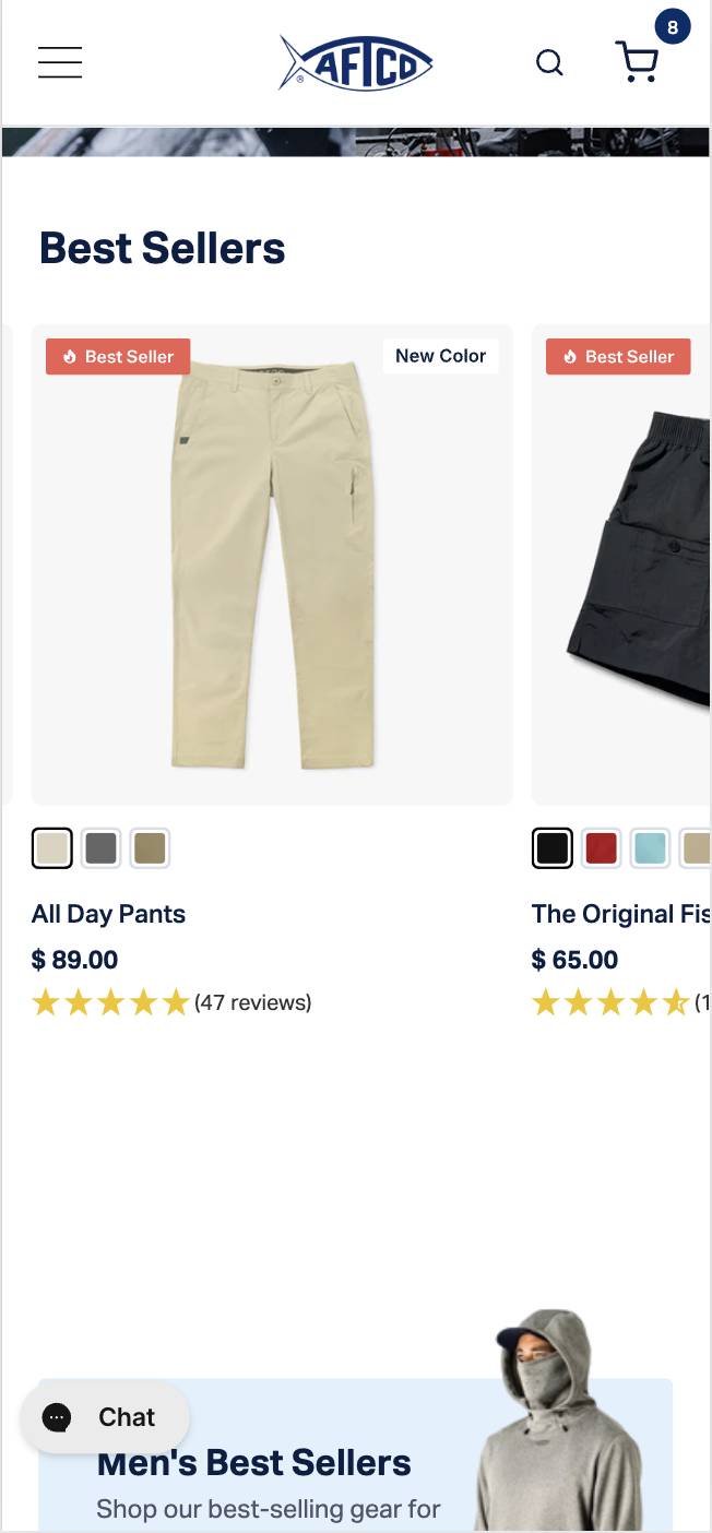 Homepage category slider with lifestyle images (before)