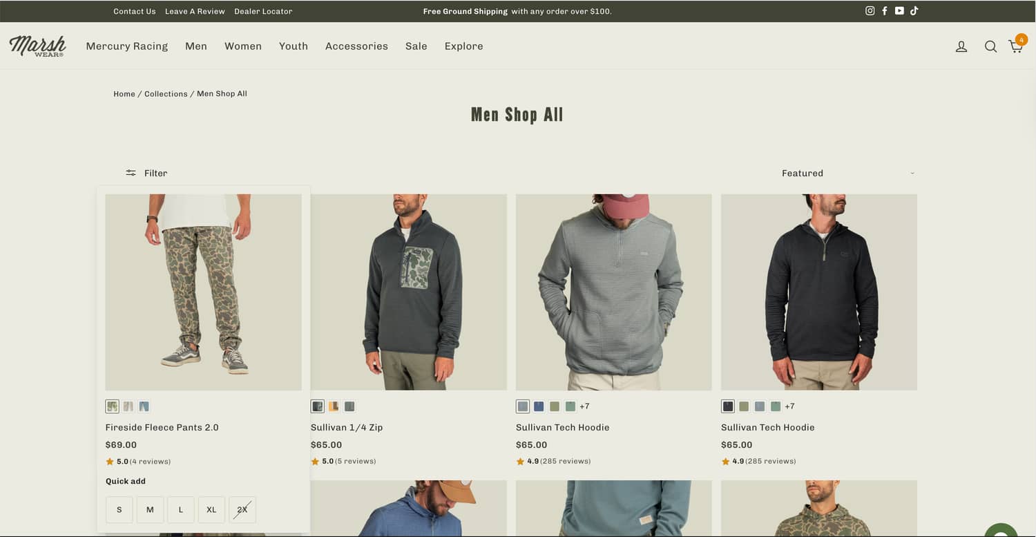 Desktop Collection Hover Sizing Buttons (after)