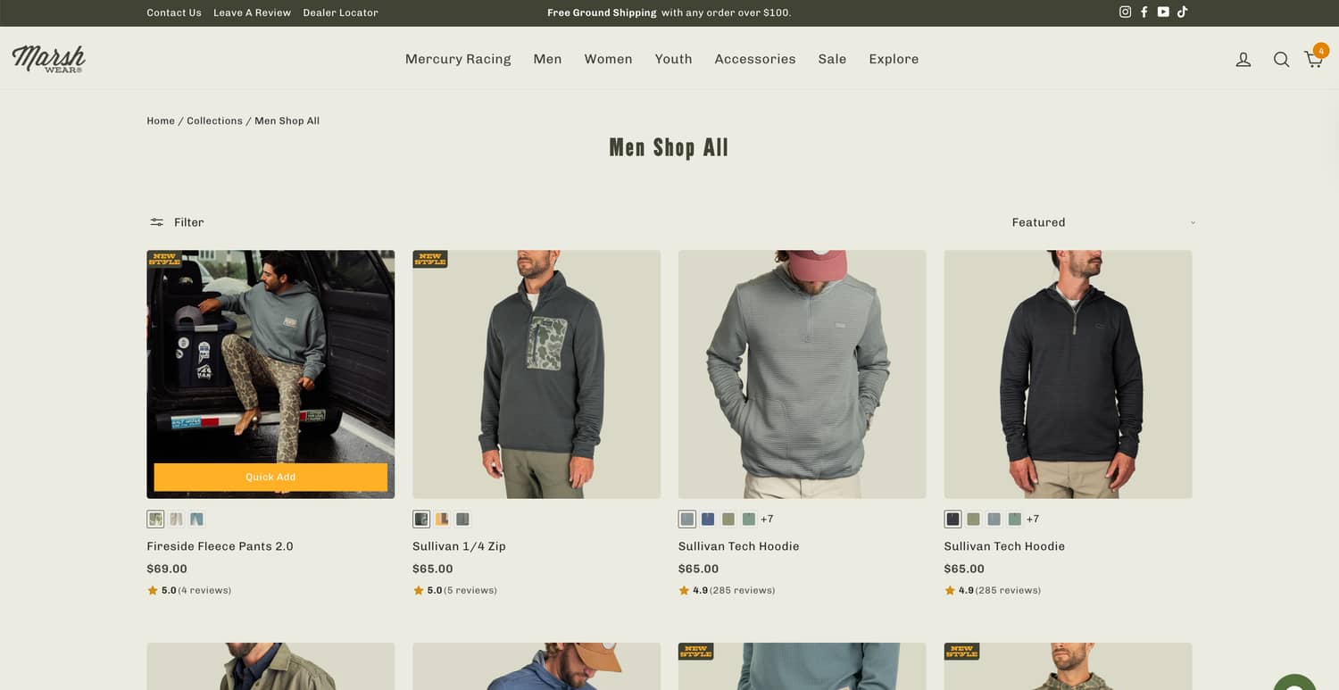 Desktop Collection Hover Sizing Buttons (before)