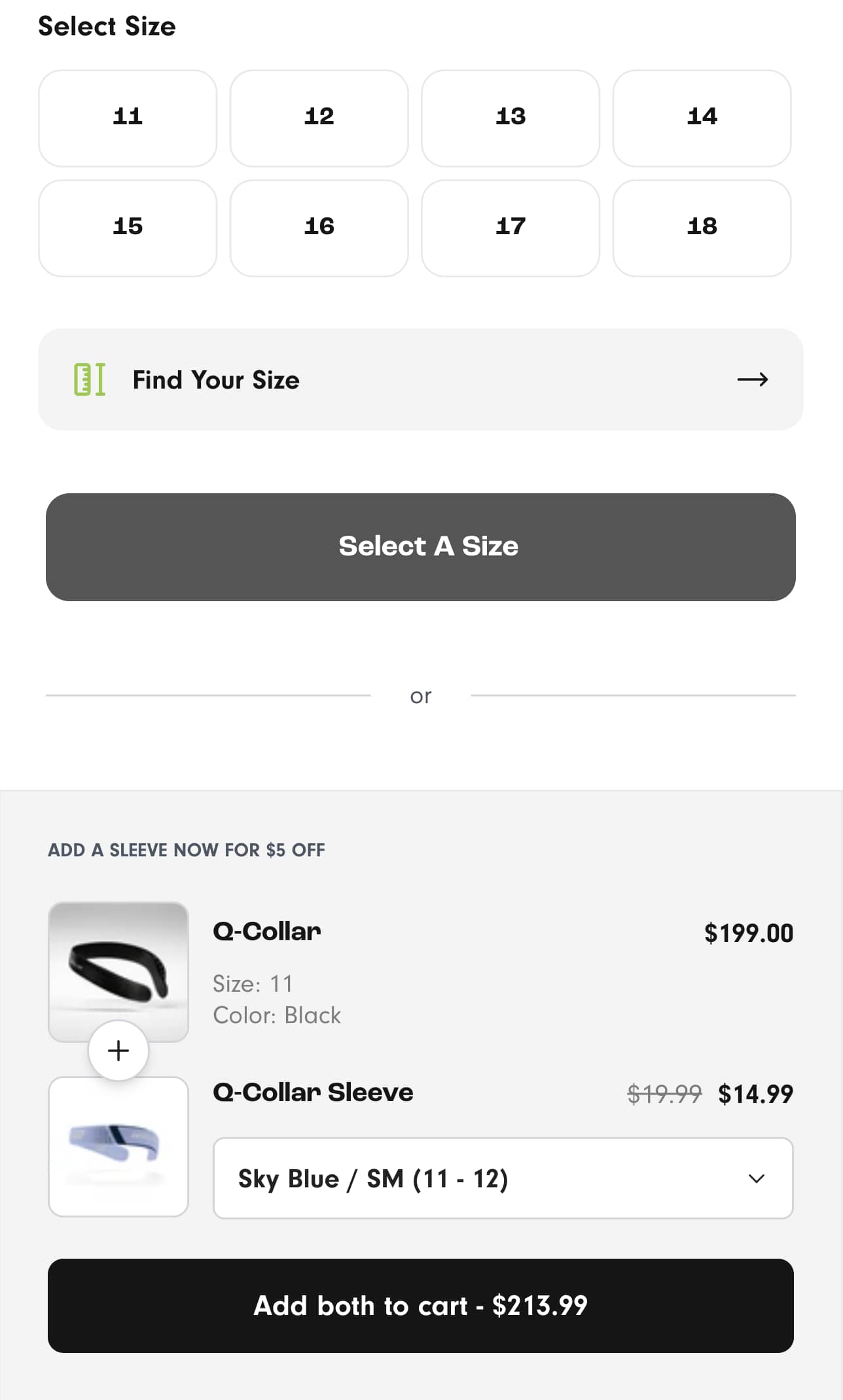 Boosting AOV with Collar and Sleeve Bundle Promotion on PDP (after)