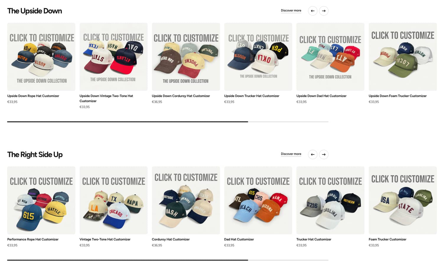 Adding 'Customise' Badge and Real-Life Images on Product Cards Boosts Visibility of Customizable Products (before)