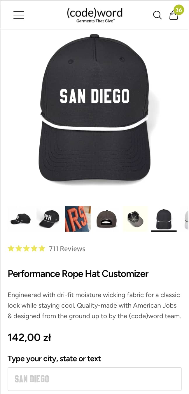 Condensed Product Gallery Increases Conversions (before)