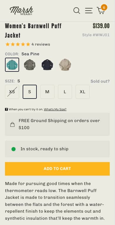 Moving Free Shipping Message Below Add to Cart (before)