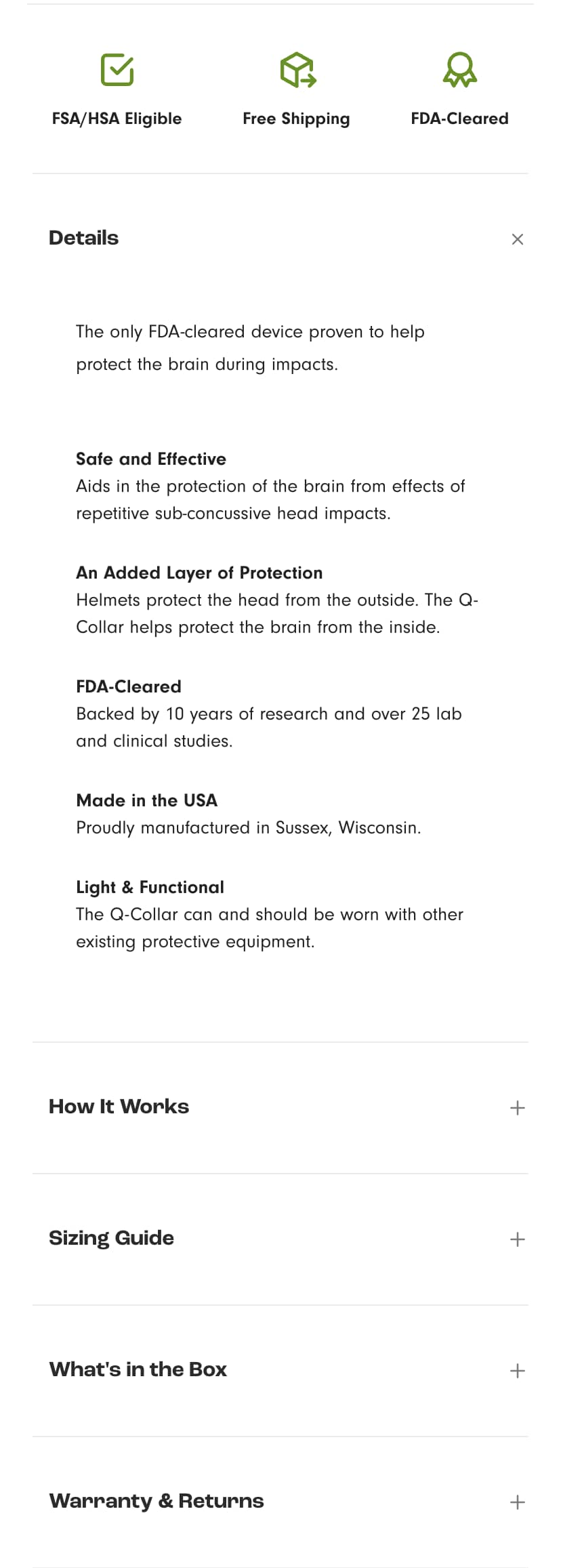 Restructured Product Page Accordion Layout (before)