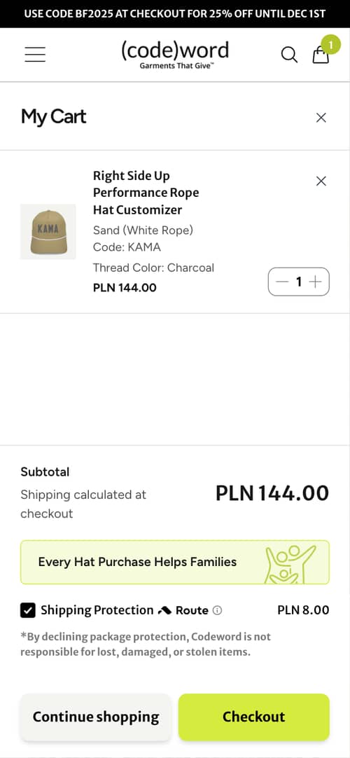 Displaying a charity message in cart and checkout boosts customer motivation to complete purchases