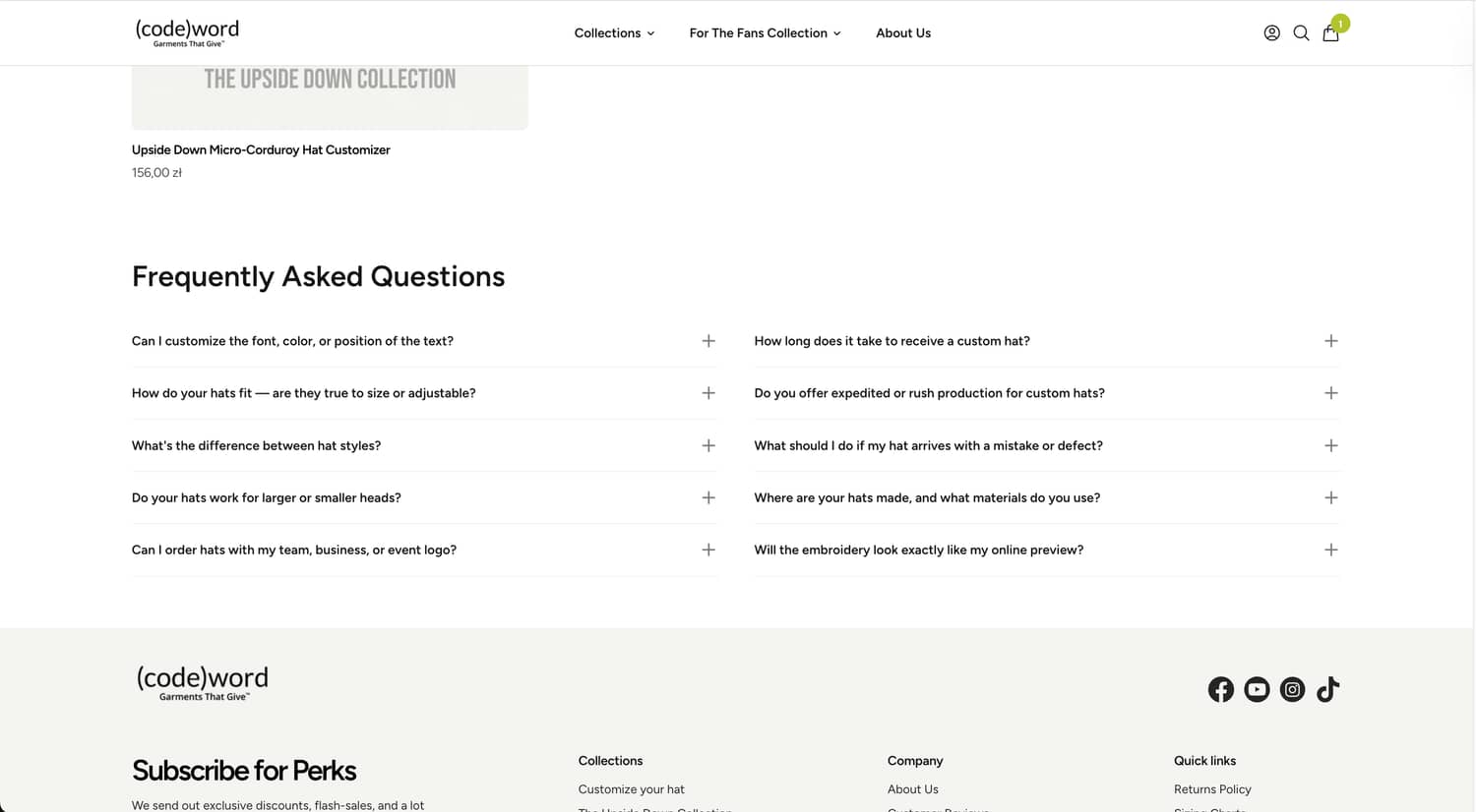Customer review-inspired FAQs on collection pages (after)