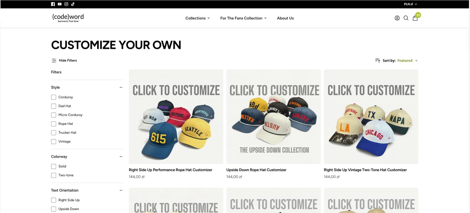 Enhanced Collection Filtering by Hat Attributes (after)