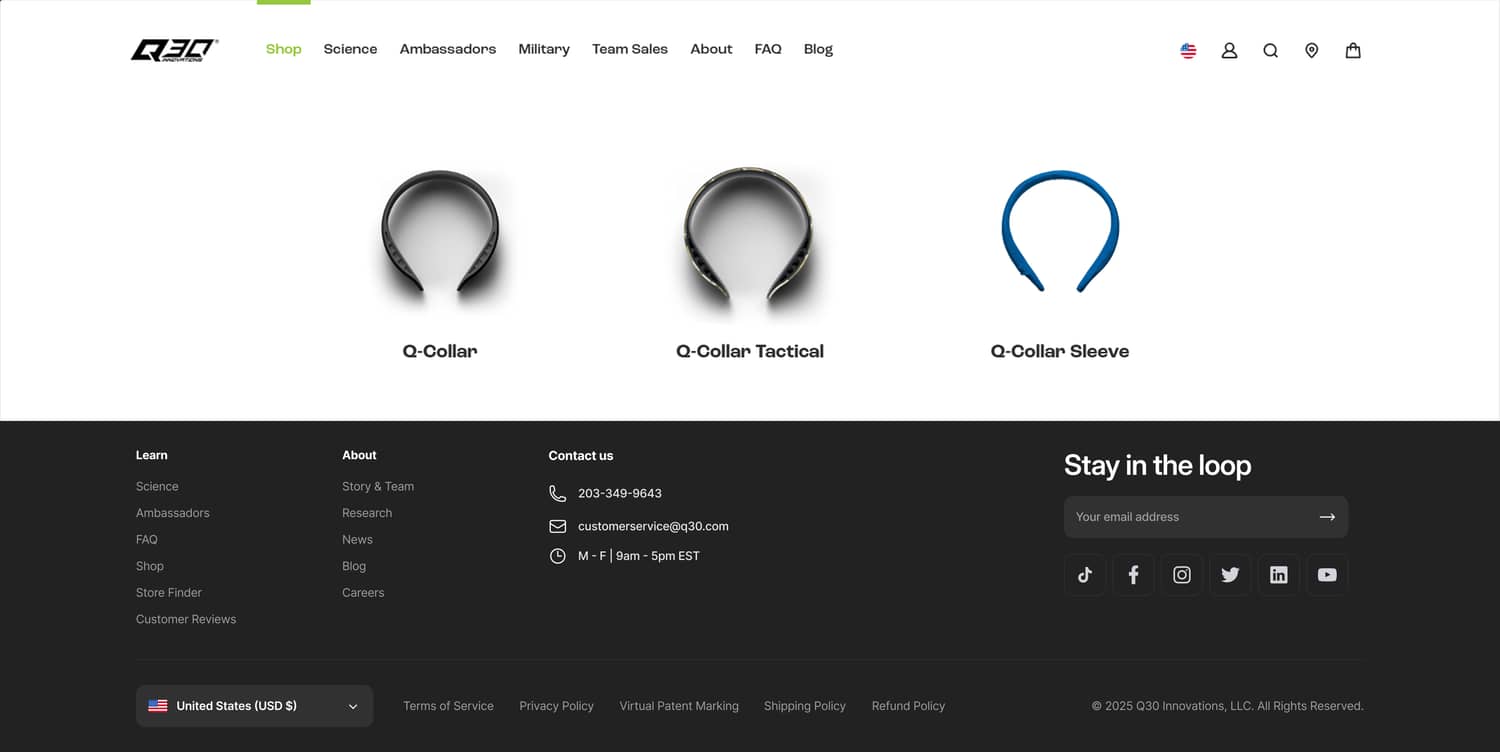 Website footer and header redesign (before)
