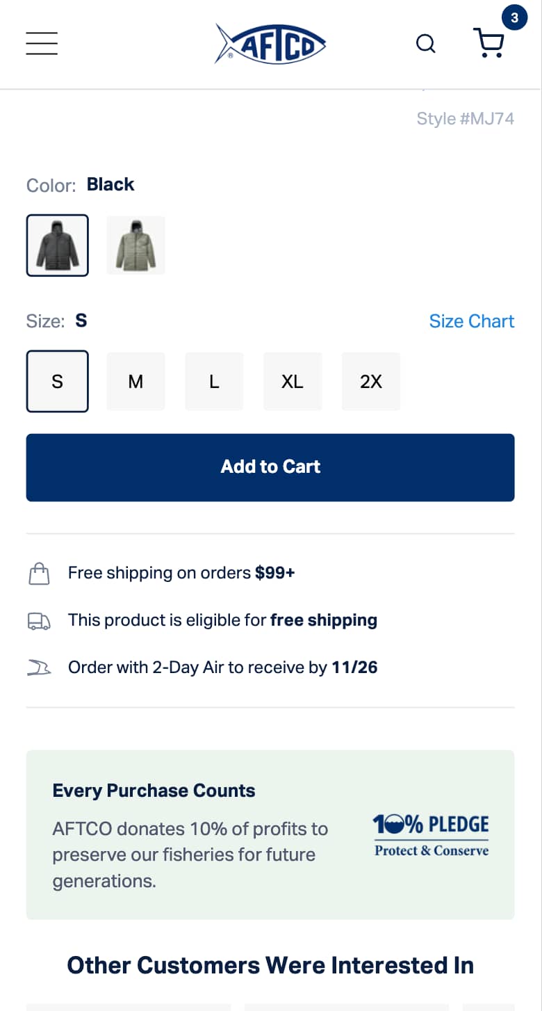 Refined Free Shipping Message on PDP (before)