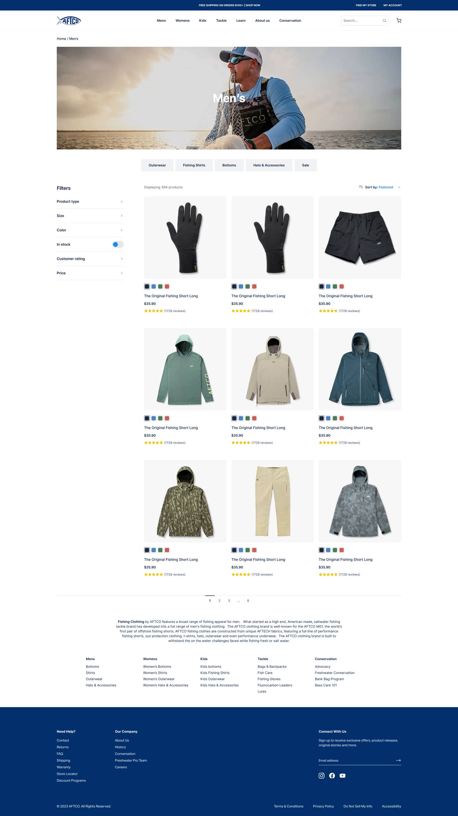 Clickable size buttons on collection pages (before)
