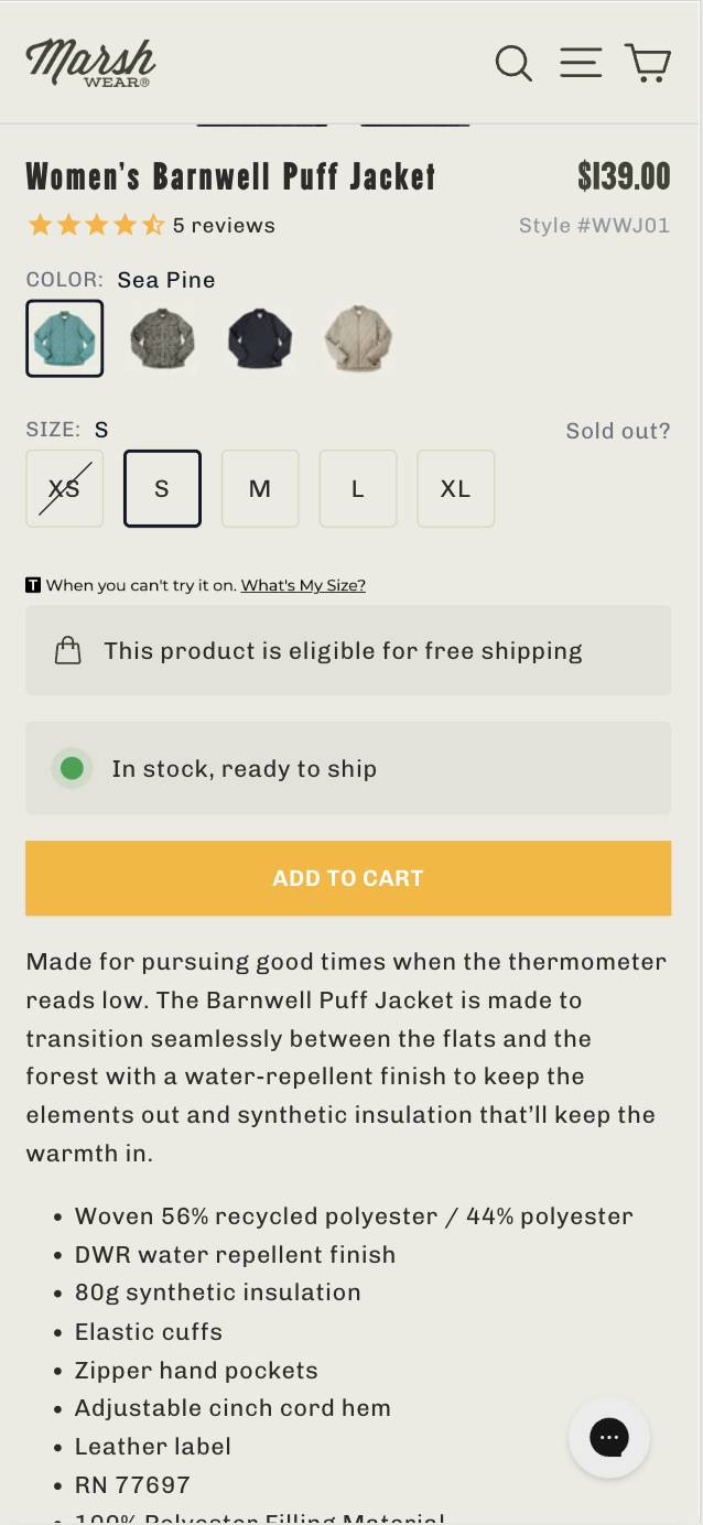 Context-aware shipping message (after)