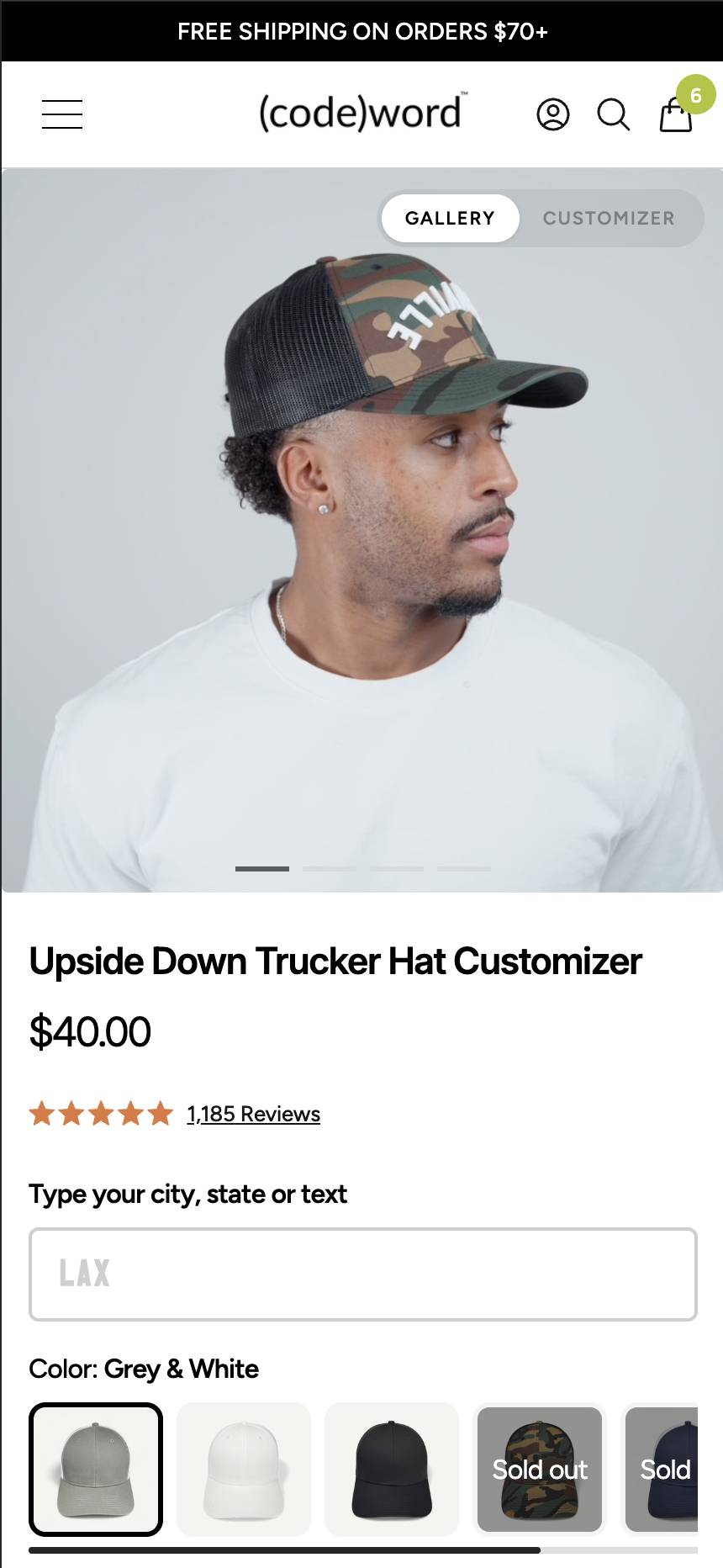 Unified Customizer streamlines hat orientation options, boosting conversions and reducing choice paralysis (before)